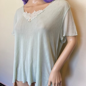 Sheer Green Mesh Vintage 90s Y2K Plus Size Top