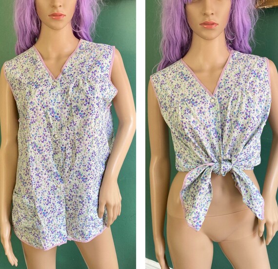 Vintage 70s Floral Print Artist Smock