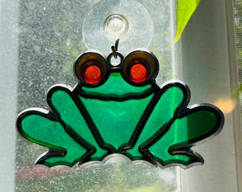 Frog Suncatcher Vintage 1980s Metal and Resin Window Decor