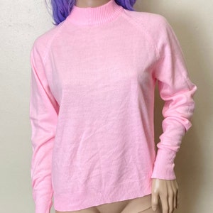 Pastel Pink 70s Mockneck Knit Sweater