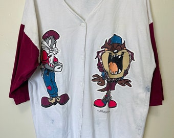 Maquetas Atlanta Braves Looney Tunes 1995 - Maillot De Baseball Homme Vintage Sun Sportswear Taille L