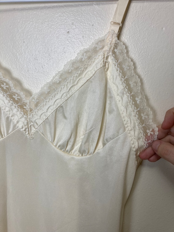 Cream Nylon Vintage 80s Lingerie Full Slip Dress - image 5