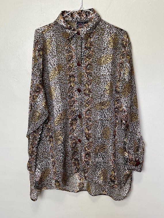Plus Size Sheer Leopard Print and Rose Vintage 19… - image 3