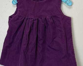 Purple Corduroy Vintage 80s Babydoll Toddler Dress