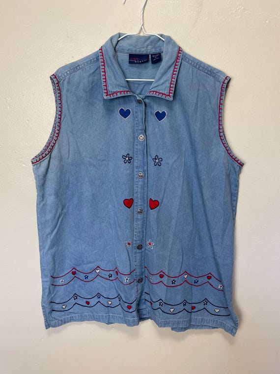 ハート刺繍デニムシャツ SOMETHING 刺繍ビッグデニムシャツ SOMETHING 