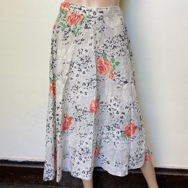 Union Made Vintage 70s Romantic Floral Gauzy Maxi Skirt