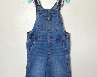 Kids Oshkosh Vintage Blue Denim Short Overalls 5T