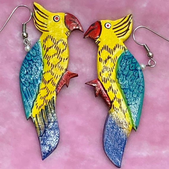 Vintage earrings parrots - Gem