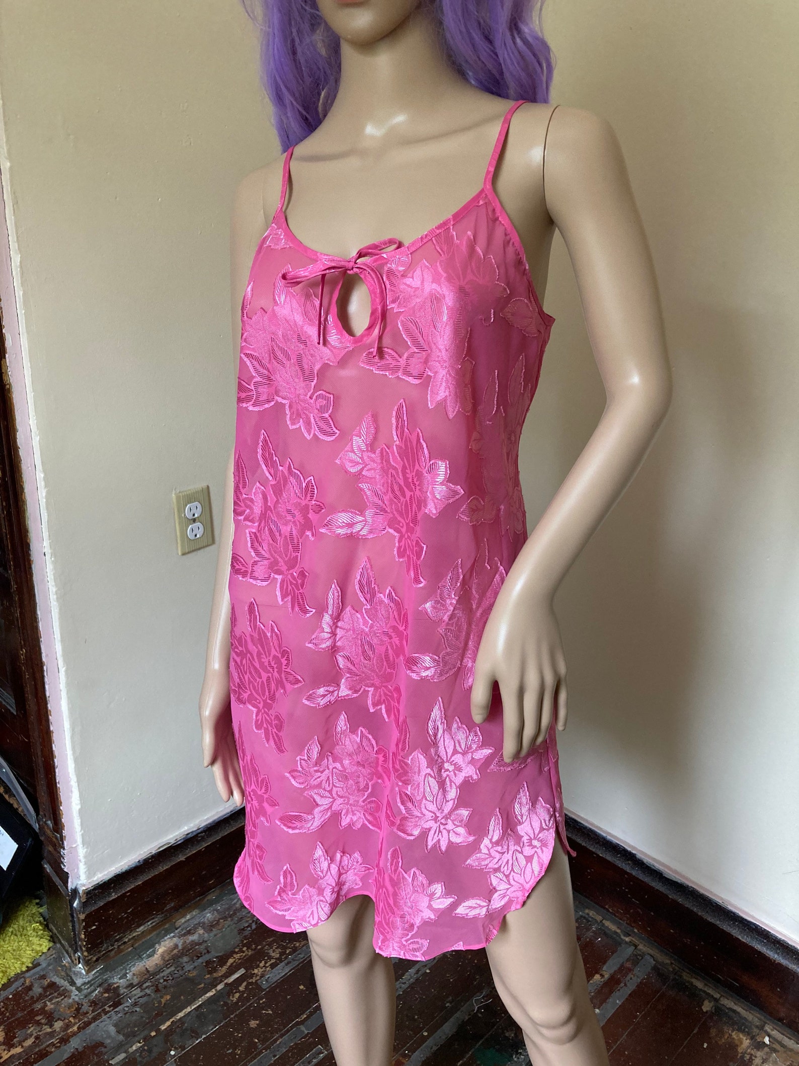 Rosy Pink 90s Vintage Lingerie Nightie Etsy