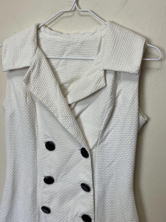 White 1960s Black Button Down Double Breasted Vin… - image 5