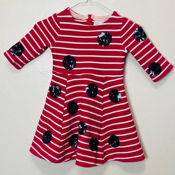 Mini Boden Red and White Striped Sequin Girls Dress 5T - Etsy