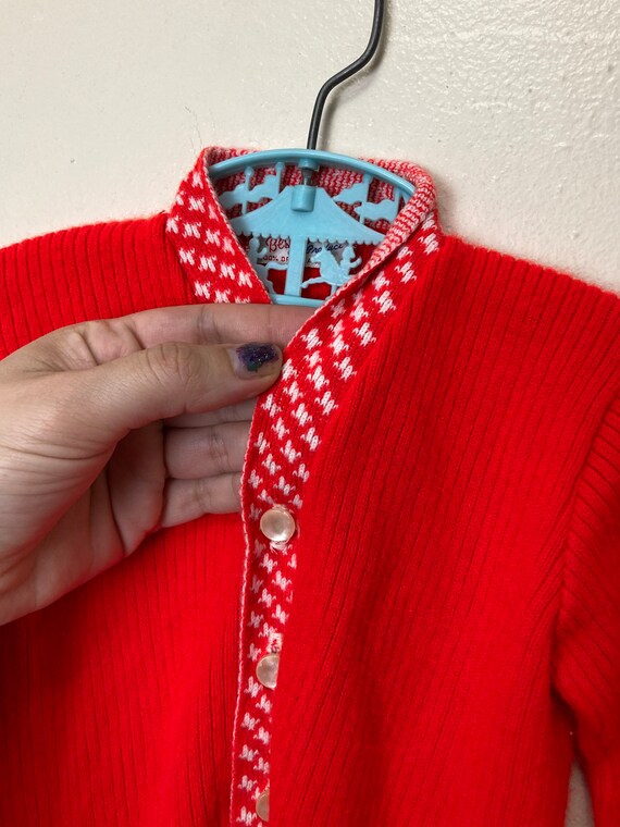 Cherry Red Vintage Blue Bird Cardigan Sweater 12M - image 3