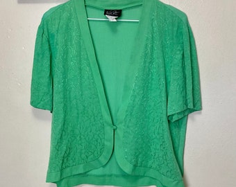 Shady Glade Green Vintage 80s does 30s Rayon Short Sleeve Bolero Top