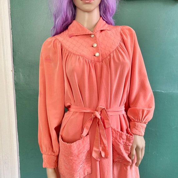 Vintage 50s Coral Pink House Coat Robe