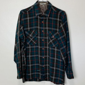 Rustic Green Vintage 70s Winterweights Flannel Plaid Shirt