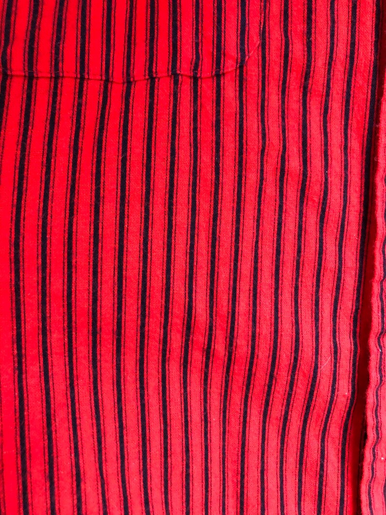 Vintage 80s Black and Red Vertical Striped Cotton Oversize Rugged Western Shirt