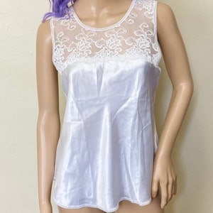 White Satin Vintage 80s Bias Cut Lingerie Camisole