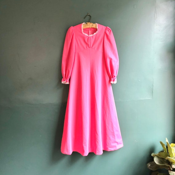 Vintage 60s Neon Pink Princess Gown - Gem