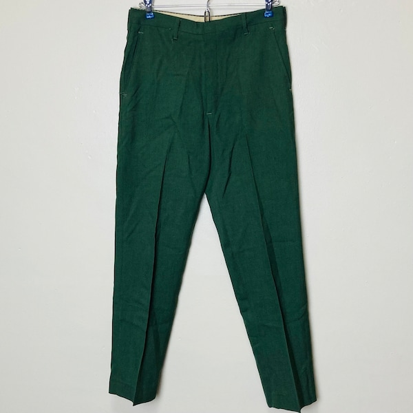 Emerald Green Vintage 1960s Tapered Trousers 29 Waist