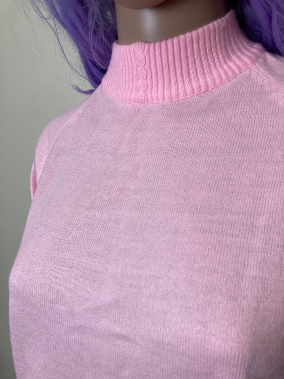 Pastel Pink 70s Mockneck Knit Sweater - image 4