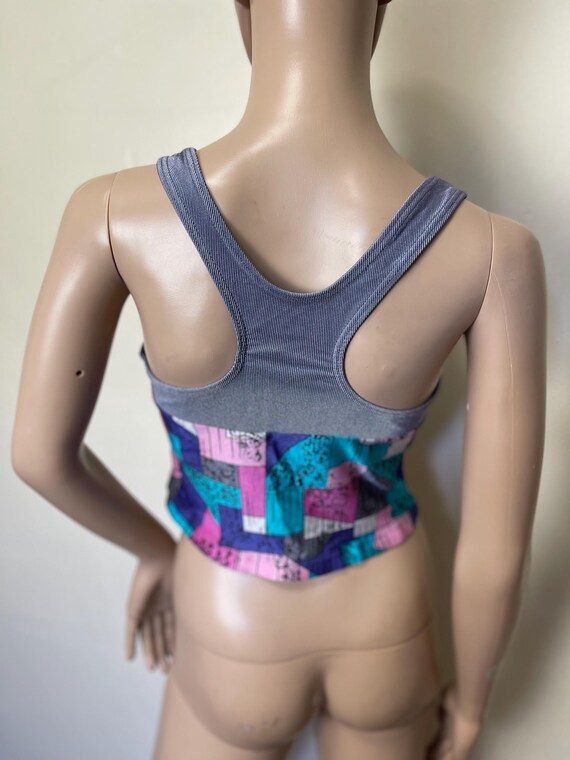 Abstract Patchwork Print Stretch Vintage 80s Aero… - image 3