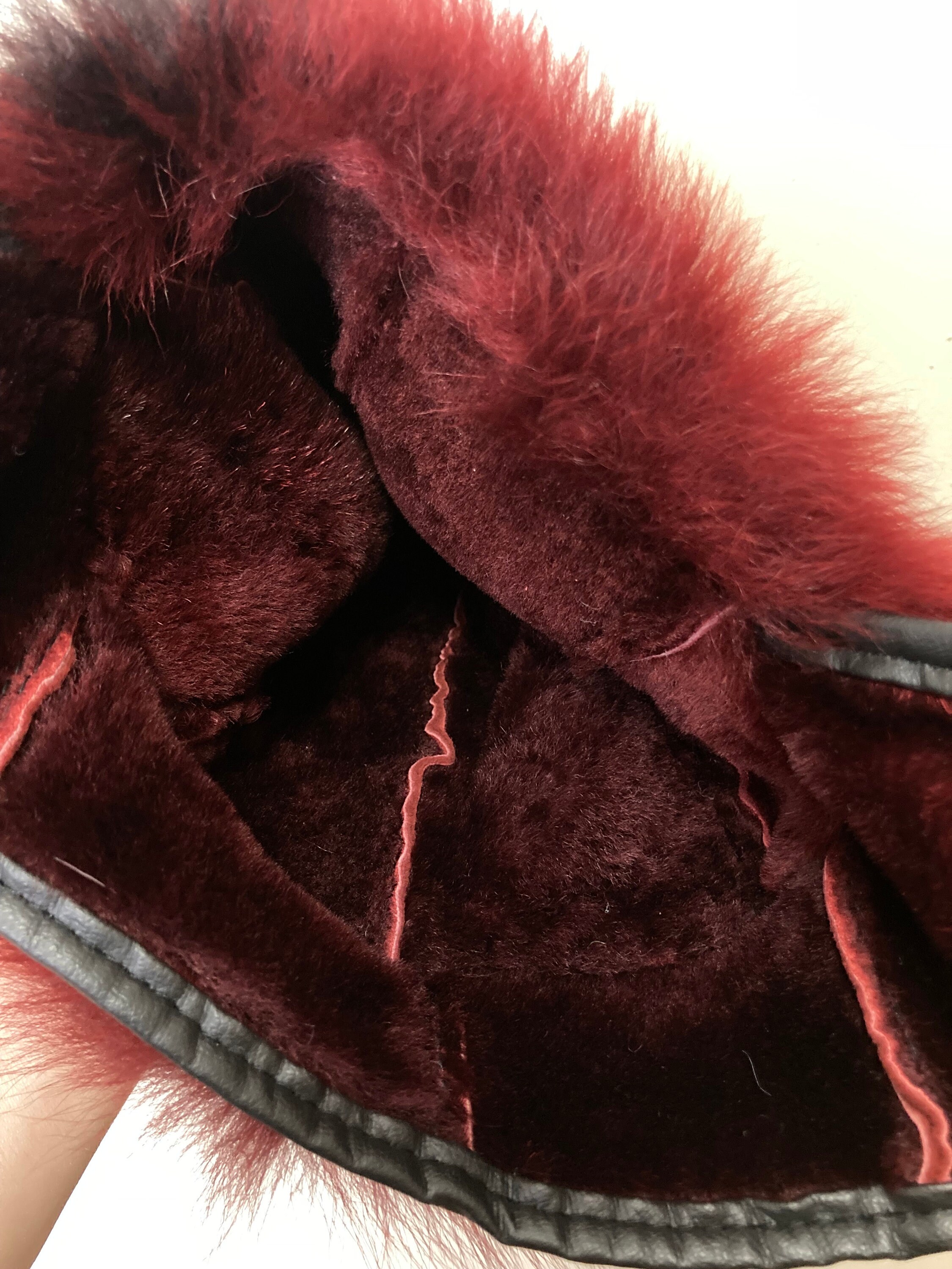 Vintage red Rabbit fur hat with chin strap Woolrich Plaid Rabbit Fur Lined Trapper Hat Men main image 2
