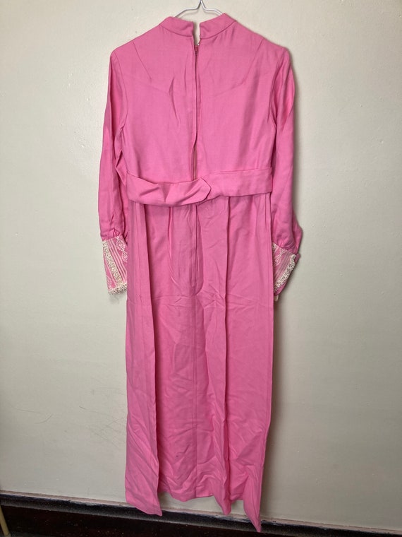 Bubblegum Pink Lace Bib Vintage 60s Maxi Bridesma… - image 6