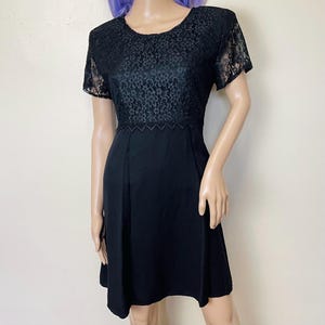 Black Lace Babydoll 90s Vintage Tie Back Mini Dress