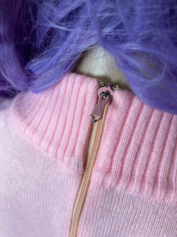Pastel Pink 70s Mockneck Knit Sweater - image 9