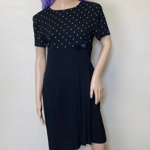 Polka Dot Vintage 80s Box Bow Pleated Mini Dress