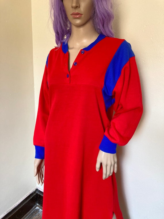 Comfy Vintage 80s Red and Blue Sweatshirt Lounge … - image 3