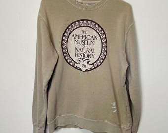 American Museum of Natural History Vintage 90s Taupe Crewneck Worn In Sweatshirt