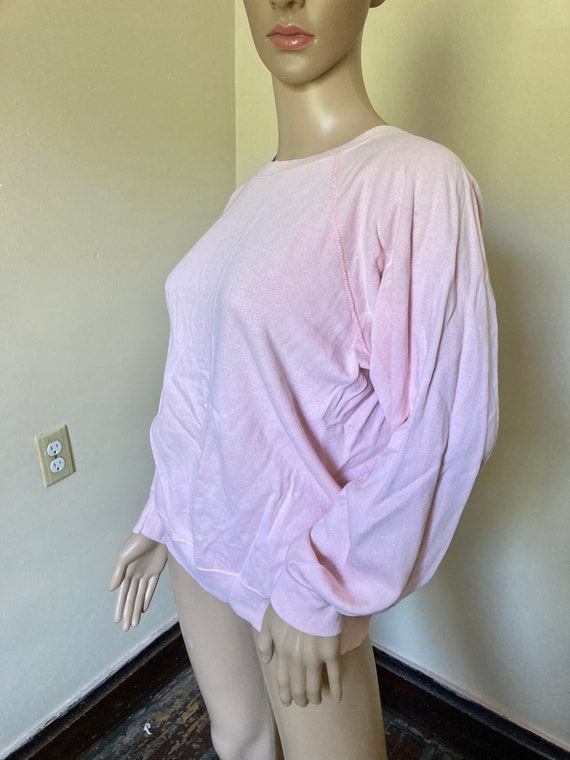 Pastel Pink Vintage 80s Worn In Plus Size Crewnec… - image 2