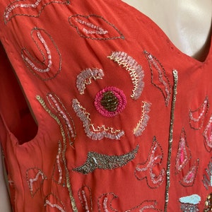 Free People mini-jurk met kralen: koraaloranje lovertjes verfraaid afbeelding 5