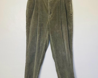 Pantalones de pana verde salvia estilo vintage de los años 90, talla 38x30