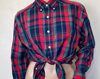 Sun River Essentials Vintage 90s Red and Blue Plaid Shirt