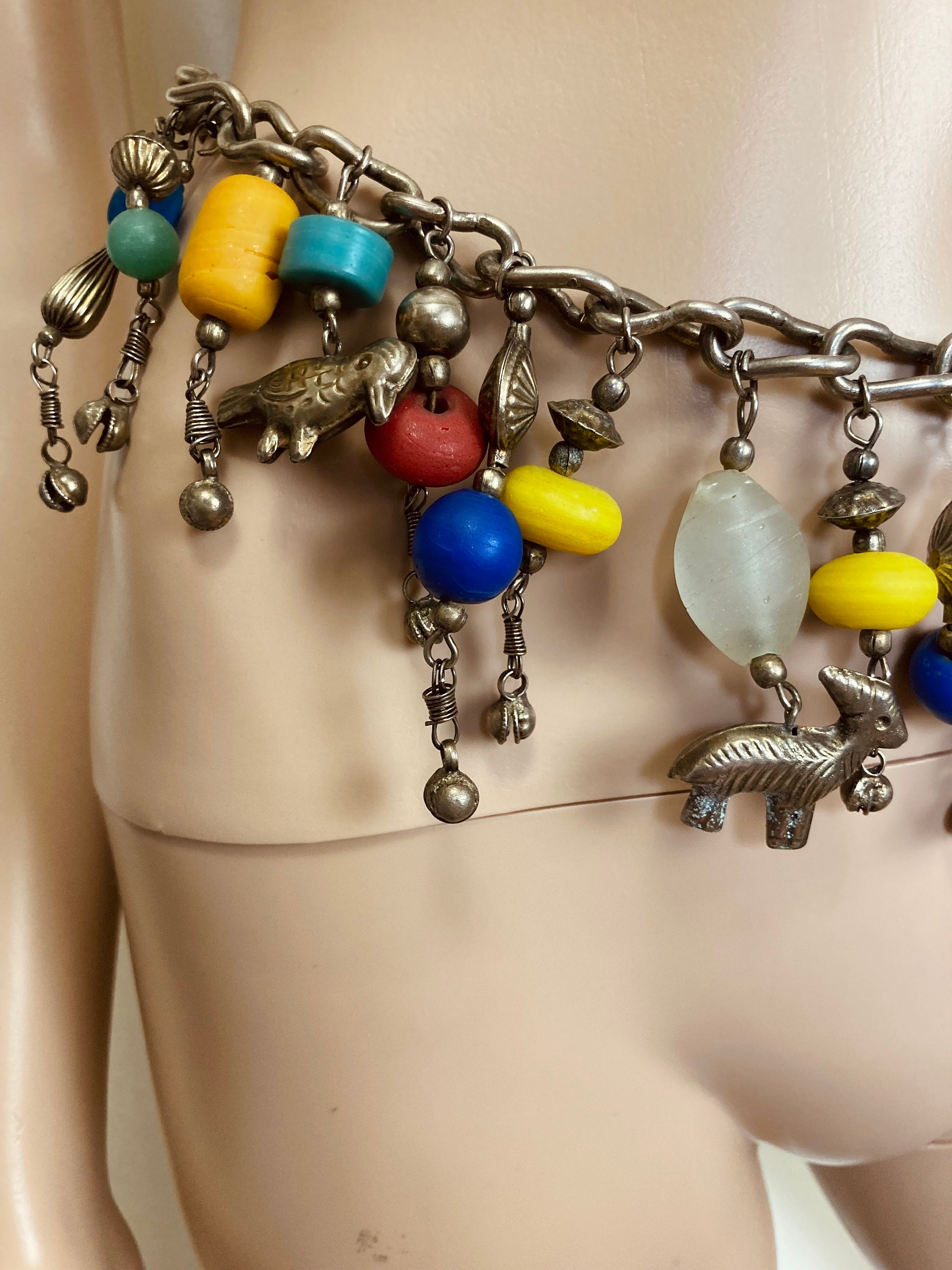 Animal Charm Vintage Folk Art Beaded Chain Belt - Etsy display picture 2