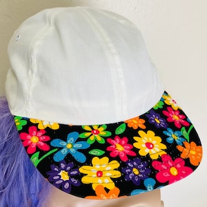 Floral Neon 90s Flat Brimmed Hat