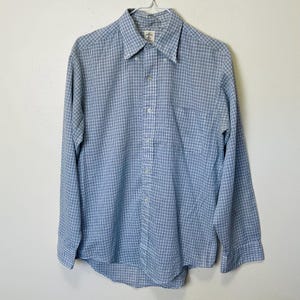 Towncraft Tapered Penn-prest Vintage 1950s Blue Plaid Button Down