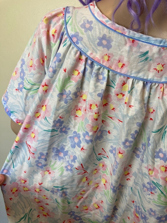 Pastel Daisy Vintage 80s Chore Dress Plus Size XL - image 8