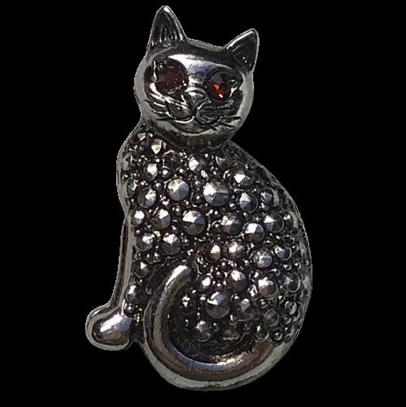 Vintage 90s Cat with Rhinestone Eyes Pin NWT