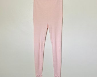 Pink Waffle Knit Vintage 70s Thermal Pants