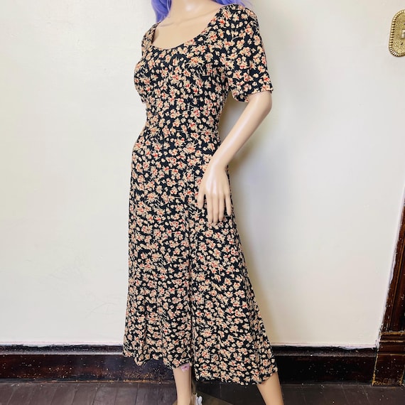 chinese dress ladies Vintage 90s Black & Purple Floral Maxi Tank Dress main image 1