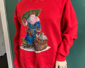 Klassiek St. Nick vintage kersttrui uit de jaren 80