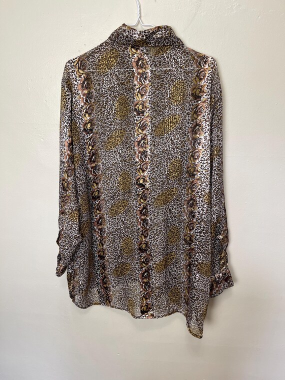 Plus Size Sheer Leopard Print and Rose Vintage 19… - image 6