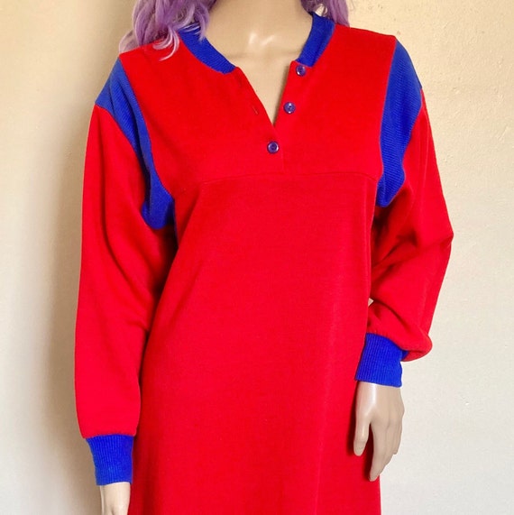 Comfy Vintage 80s Red and Blue Sweatshirt Lounge … - image 1