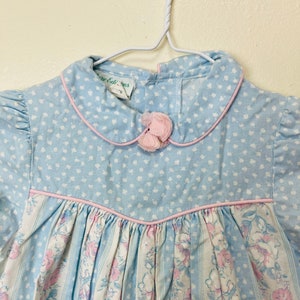 Pastel Peter Pan Collared Vintage Toddler Girls Puff Sleeve Dress image 3