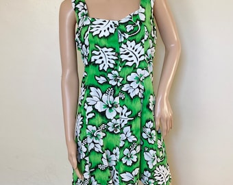 Hawaiian Floral 90s Vintage Corset Back Mini Dress Sundress