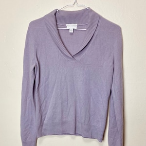 Pure Cashmere Pastel Purple Cashmere Collared Sweater