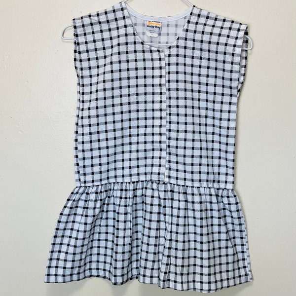 Black and White Checkered Vintage 80s Kids Dropwaist Dress